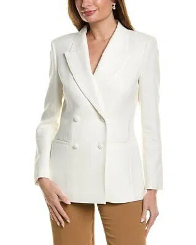 Pre-owned Lafayette 148 York Fitted Blazer Women's In White