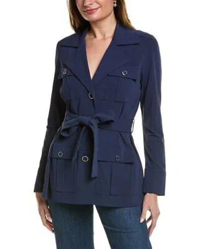 Pre-owned Lafayette 148 York Four-pocket Topper Women's In Blue