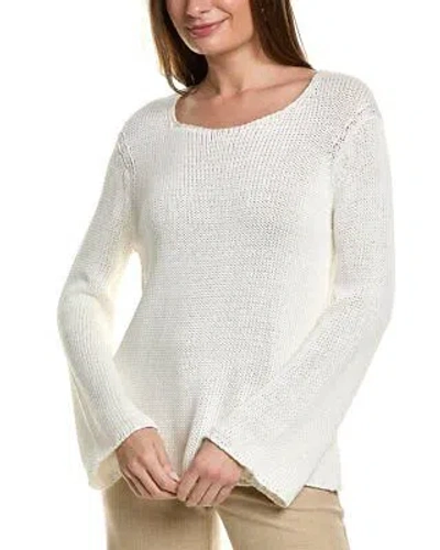 Pre-owned Lafayette 148 York Loose Knit Silk-blend Sweater Women's In White