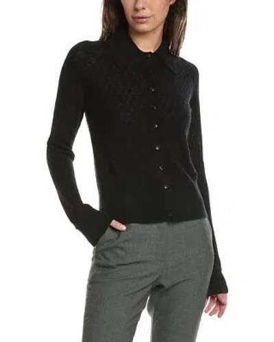 Pre-owned Lafayette 148 York Mixed Stitch Cashmere-blend Cardigan Women's In Black
