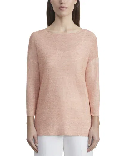 Pre-owned Lafayette 148 York Ombre Bateau Neck Linen-blend Pullover Women's In Sedmlsedona Melange