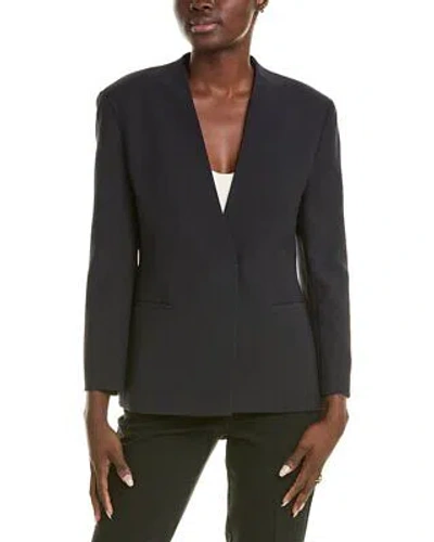 Pre-owned Lafayette 148 York Petite V-neck Blazer Women's In Blue