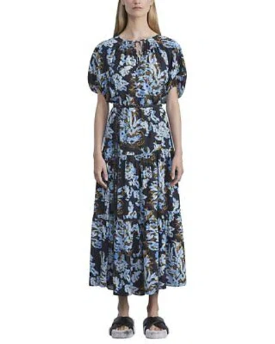 Pre-owned Lafayette 148 York Pleated Neck Dress Women's Xs/s In Black Multi