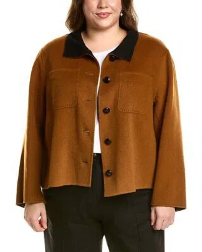 Pre-owned Lafayette 148 York Plus Patch Pocket Wool & Cashmere-blend Jacket Women's In Brown