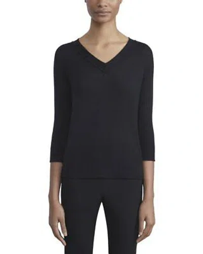 Pre-owned Lafayette 148 York Plus V-neck Cashmere Sweater Women's In Black