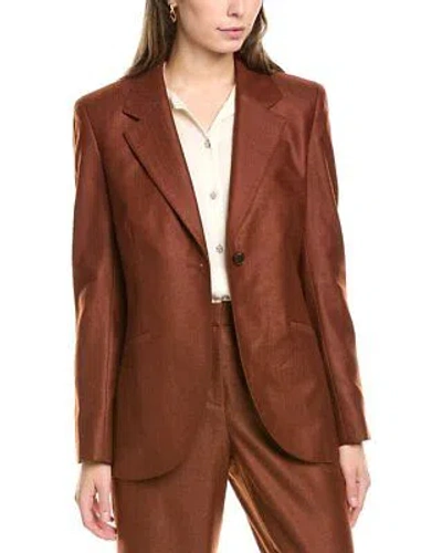 Pre-owned Lafayette 148 York Single Button Cutaway Blazer Women's In Burnt Cinnamon