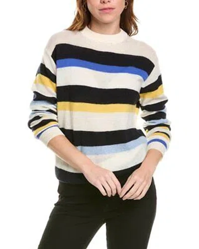 Pre-owned Lafayette 148 York Skinny Rib Cashmere Sweater Women's In Navy Multi