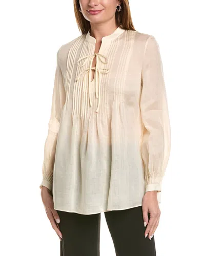 Pre-owned Lafayette 148 York Split Neck Blouse Women's In Brown