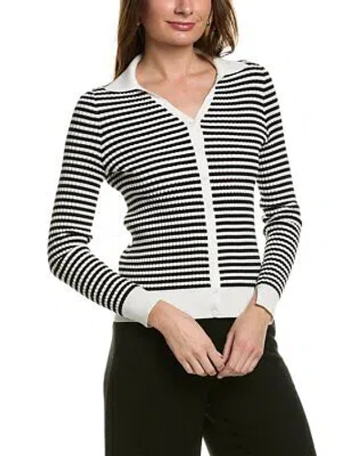 Pre-owned Lafayette 148 York Striped Cardigan Women's In Black