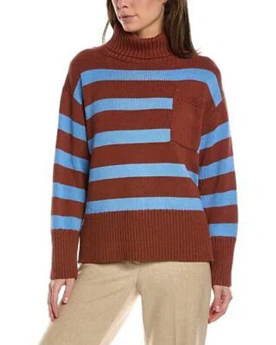 Pre-owned Lafayette 148 York Striped Silk-blend Sweater Women's In Brown