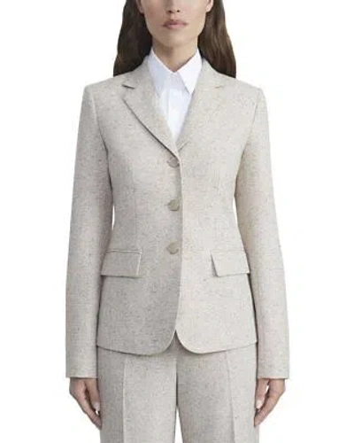 Pre-owned Lafayette 148 York Three Button Academy Wool & Silk-blend Blazer Women's In Sandstone Multi