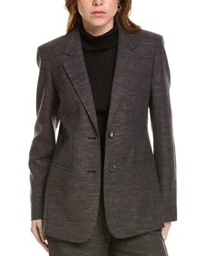 Pre-owned Lafayette 148 York Two-button Wool & Linen-blend Blazer Women's In Black Multi