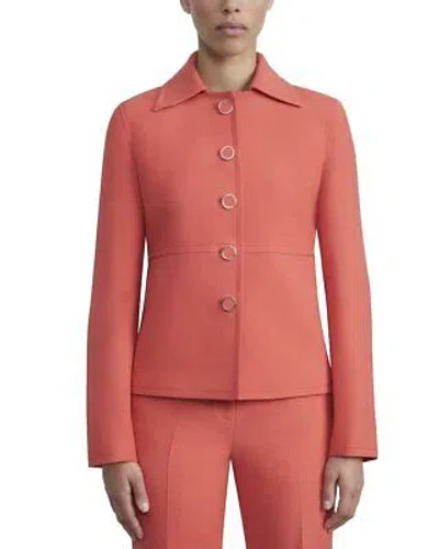 Pre-owned Lafayette 148 York Waist Seam Wool & Silk-blend Blazer Women's In Stamped Poppy