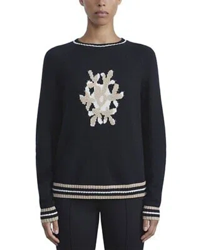 Pre-owned Lafayette 148 York Winter Motif Wool & Cashmere-blend Sweater Women's In Black Multi