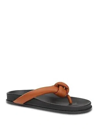 Pre-owned Lafayette 148 York Womens Brown Footbed Bristol Almond Thong Sandals 38