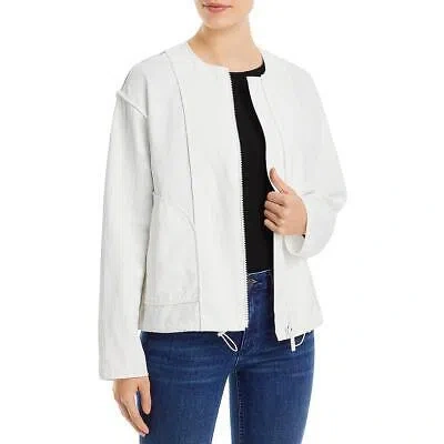 Pre-owned Lafayette 148 York Womens Linen Lightweight Bomber Jacket Coat Bhfo 8181 In White