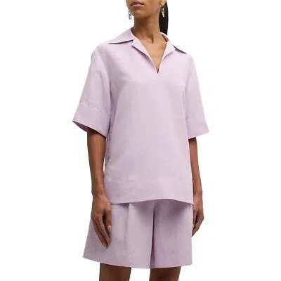 Pre-owned Lafayette 148 York Womens Pink Silk V-neck Casual Pullover Top M Bhfo 3055