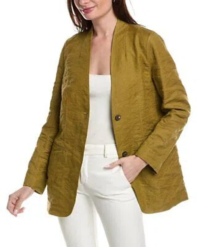 Pre-owned Lafayette 148 York Zeke Linen-blend Blazer Women's In Tea Tree