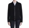 Lafayette 148 Zip Front Cashmere Cardigan In Black In Black