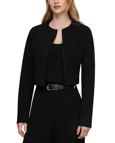 Lafayette 148 Zip Front Collarless Short Jacket In Black