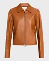 Lafayette 148 Zip-front Leather Jacket In Copper