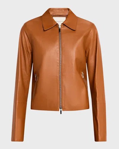Lafayette 148 Zip-front Leather Jacket In Copper