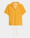 Lafayette 148 Zip-front Suede Blouse