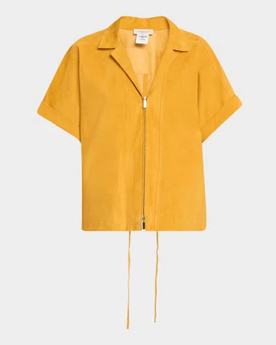 Lafayette 148 Zip-front Suede Blouse