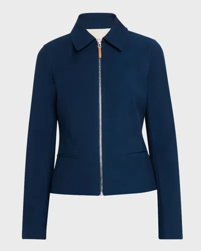Lafayette 148 Zip-front Tailored Jacket In Lido Blue