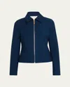 Lafayette 148 Plus-size Techno Stretch Twill Zip Tailored Jacket In Lido Blue