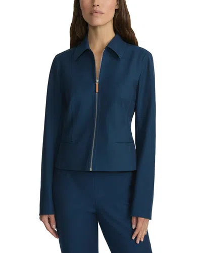 Lafayette 148 Plus-size Techno Stretch Twill Zip Tailored Jacket In Lido Blue