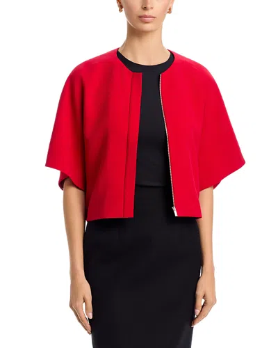 Lafayette 148 Zippered Cropped Jacket In Red