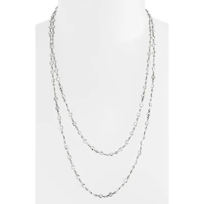 Lafonn Alainn Extra Long Bezel Cubic Zirconia Necklace In Metallic