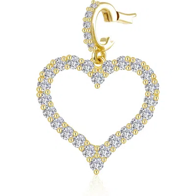 Lafonn Amara Simulated Diamond Open Heart Pendant Charm In Metallic