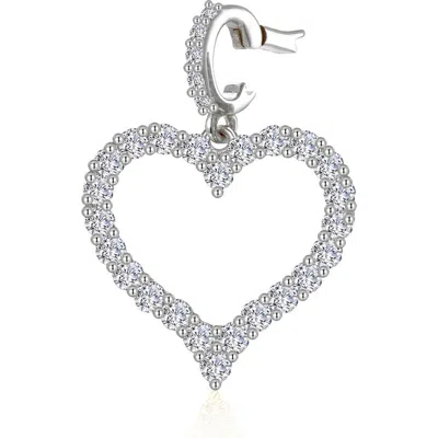 Lafonn Amara Simulated Diamond Open Heart Pendant Charm In Silver