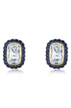 Lafonn Art Deco Simulated Diamond Halo Stud Earrings In Blue/gold