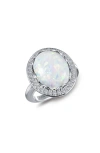Lafonn Art Deco Simulated Opal & Simulated Diamond Halo Ring In Opal/ White