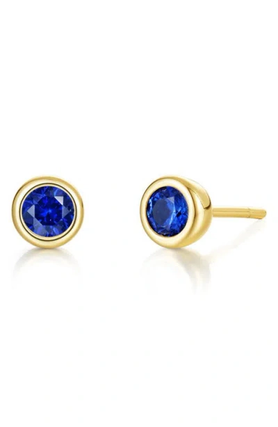 Lafonn Bezel Simulated Birthstone Stud Earrings In Blue