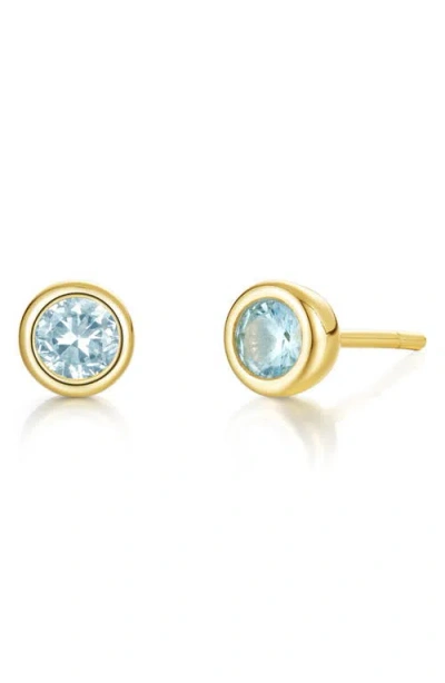 Lafonn Bezel Simulated Birthstone Stud Earrings In Blue