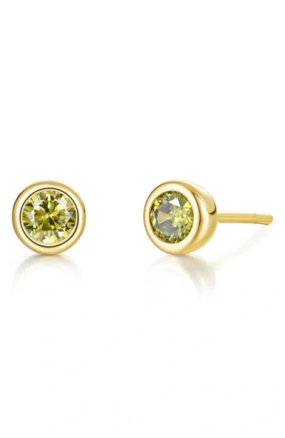 Lafonn Bezel Simulated Birthstone Stud Earrings In Gold