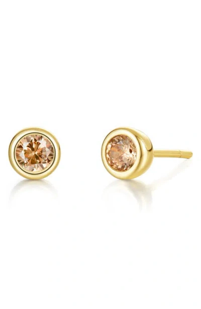 Lafonn Bezel Simulated Birthstone Stud Earrings In Gold