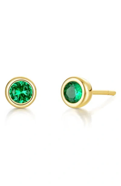 Lafonn Bezel Simulated Birthstone Stud Earrings In Gold