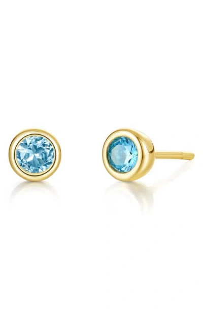 Lafonn Bezel Simulated Birthstone Stud Earrings In Gold