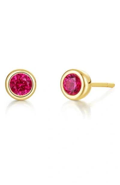 Lafonn Bezel Simulated Birthstone Stud Earrings In Red