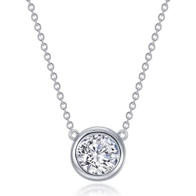 Lafonn Bezel Simulated Diamond Solitaire Pendant Necklace In White Gold