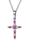Lafonn Birthstone Cross Pendant Necklace In Multi
