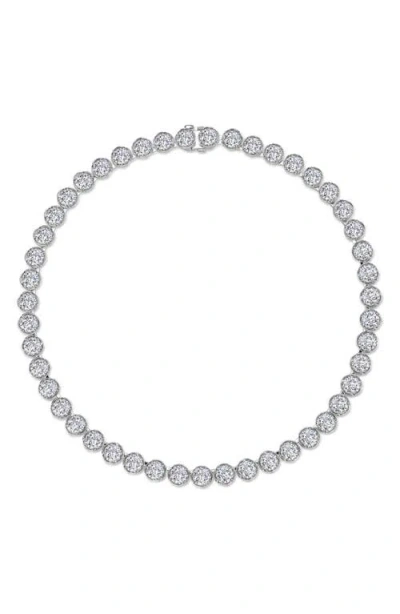Lafonn Blossom Cradle Simulated Diamond Line Necklace In White/silver