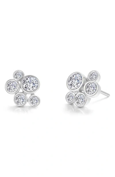 Lafonn Bubble Cluster Simulated Diamond Bezel Stud Earrings In White/silver