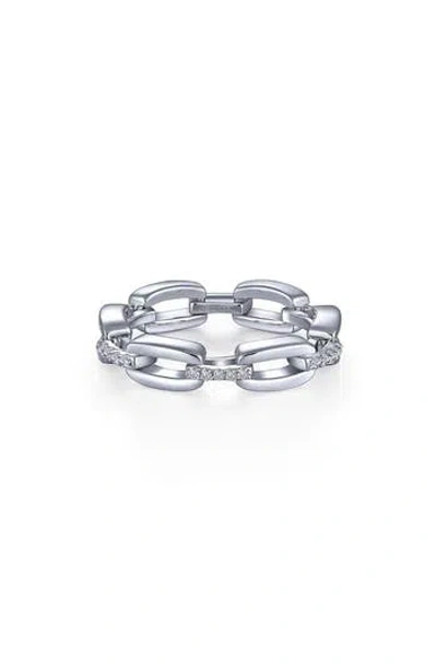 Lafonn Classic Alternating Link Simulated Diamond Ring In Silver