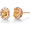 Lafonn Classic Genuine Citrine Simulated Diamond Gem Stud Earrings In Gold